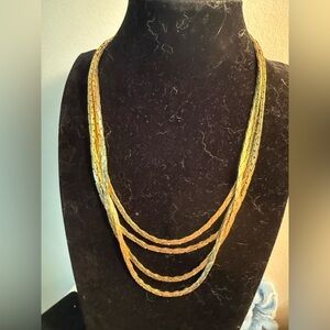 Vintage slinky, gold tone, multi layer necklace